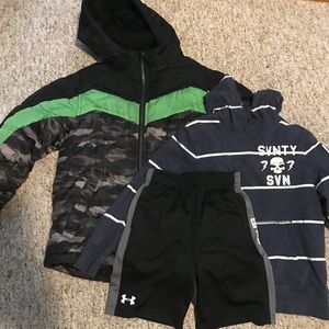 Boys jacket, hoodie, shorts